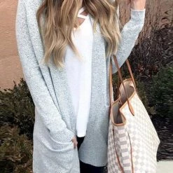 Levency Pocket Knitting Long Coat