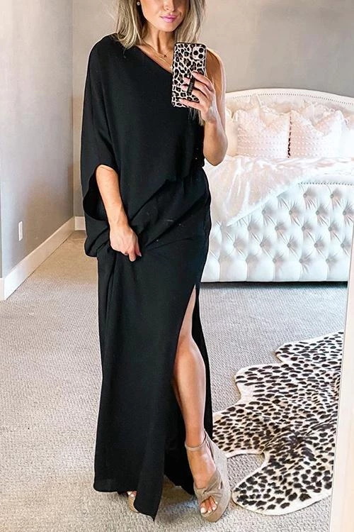 Levency One Shoulder Slit Maxi Dress New In 1 Levency One Shoulder Slit Maxi Dress New In