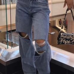 Levency Broken Hole Loose Jeans