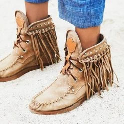 Levency New In Tassels Rivets Faux Suede Boots