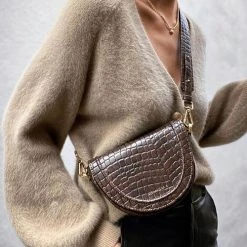 Levency Fuzzy Button V Neck Cardigan