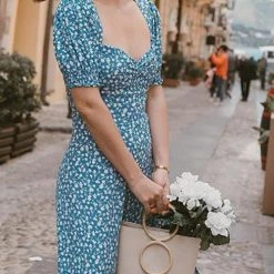 Levency New In Print Slit Short Sleeve Dress