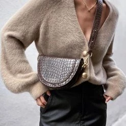 Levency Fuzzy Button V Neck Cardigan