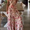 Levency New In Floral Print Ruffles Maxi Wrap Dress