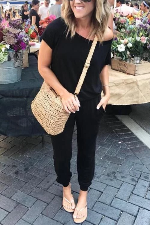 Levency New In One Shoulder Short Sleeve Jumpsuit 10 Levency New In One Shoulder Short Sleeve Jumpsuit