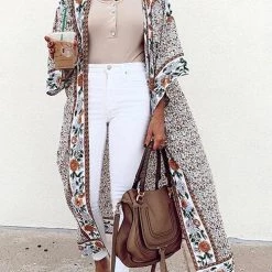 Levency New In Floral Print Loose Summer Kimono