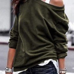 Levency One Shoulder Long Sleeve Hoodie New In