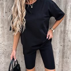 Levency New In Solid Short Sleeve Short Set