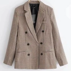 Levency Plaid Button Long Sleeve Blazer New In