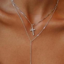 Levency Double Cross Layers Necklace New In