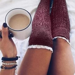 Levency New In Lace Hem Knee High Sock