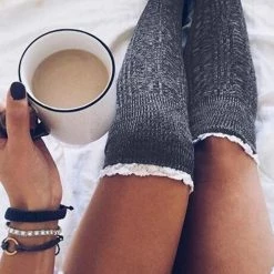 Levency New In Lace Hem Knee High Sock