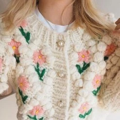 Levency Floral Pearl Button Cardigan