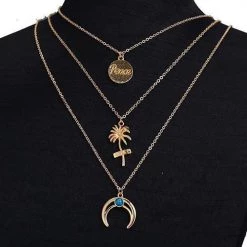 Levency Coconut Tree Moon Layers Necklace