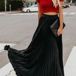 Levency New In Pleated Maxi Skirts