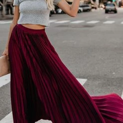 Levency New In Pleated Maxi Skirts