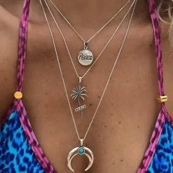 Levency Coconut Tree Moon Layers Necklace
