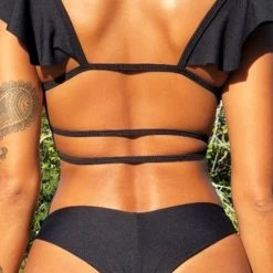 Levency New In Print Ruffles Cross Bikini Set