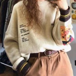 Levency Van Gogh Print O Neck Sweter