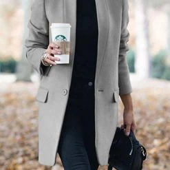 Levency High Collar Button Pocket Coat