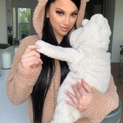 Levency Bear Fuzzy PJ Romper