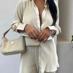 Levency Pleated Oversized Shirt And Trouser Set New In
