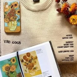 Levency Van Gogh Print O Neck Sweter