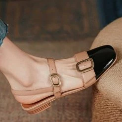 Levency Buckle Color Block Flats Slingback