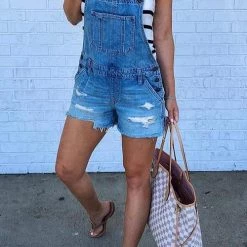 Levency Ripped Shorts Overalls