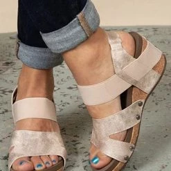 Levency New In Open Toe Cut Out Wedge Sandals