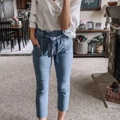 Levency New In Pockets Belted Straight-leg Pants