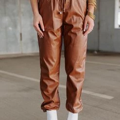 Levency New In PU Drawstring Pocket Pants