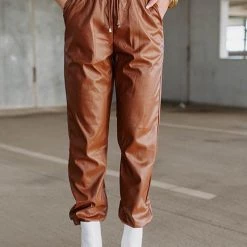 Levency New In PU Drawstring Pocket Pants