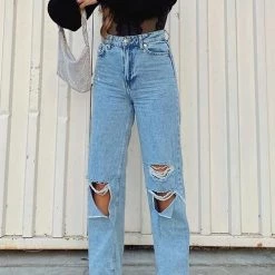 Levency Broken Hole Loose Jeans