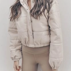 Levency New In Faux Leather Puffer Jacket