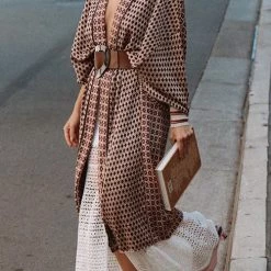 Levency New In Digital Print Long Sleeve Cardigan Coat