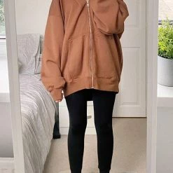 Levency Pockets Loose Hoodie Coat