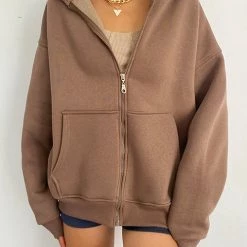 Levency Pockets Loose Hoodie Coat