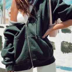 Levency Pockets Loose Hoodie Coat