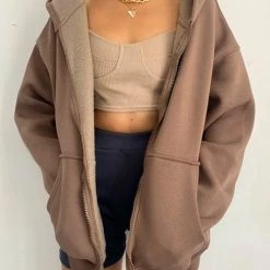 Levency Pockets Loose Hoodie Coat