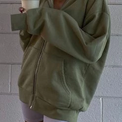 Levency Pockets Loose Hoodie Coat