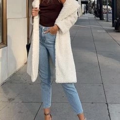 Levency Turndown Collar Teddy Coat