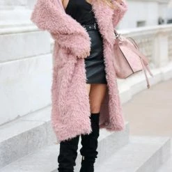 Levency Turndown Collar Teddy Coat