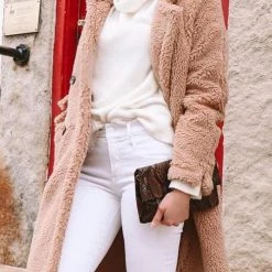 Levency Turndown Collar Teddy Coat