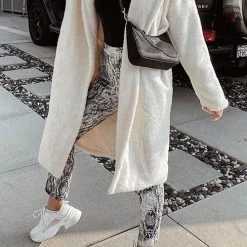 Levency Turndown Collar Teddy Coat