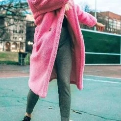 Levency Turndown Collar Teddy Coat