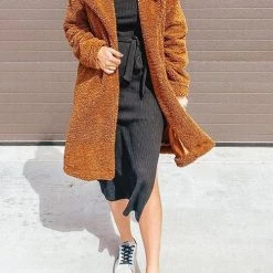 Levency Turndown Collar Teddy Coat