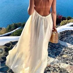 Levency New In Hlater Neck Backless Maxi Dress