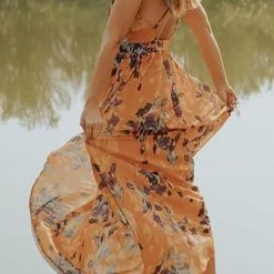 Levency New In V Neck Backless Slip Maxi Dress