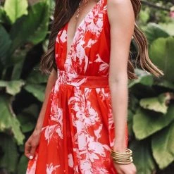 Levency New In V Neck Backless Slip Maxi Dress